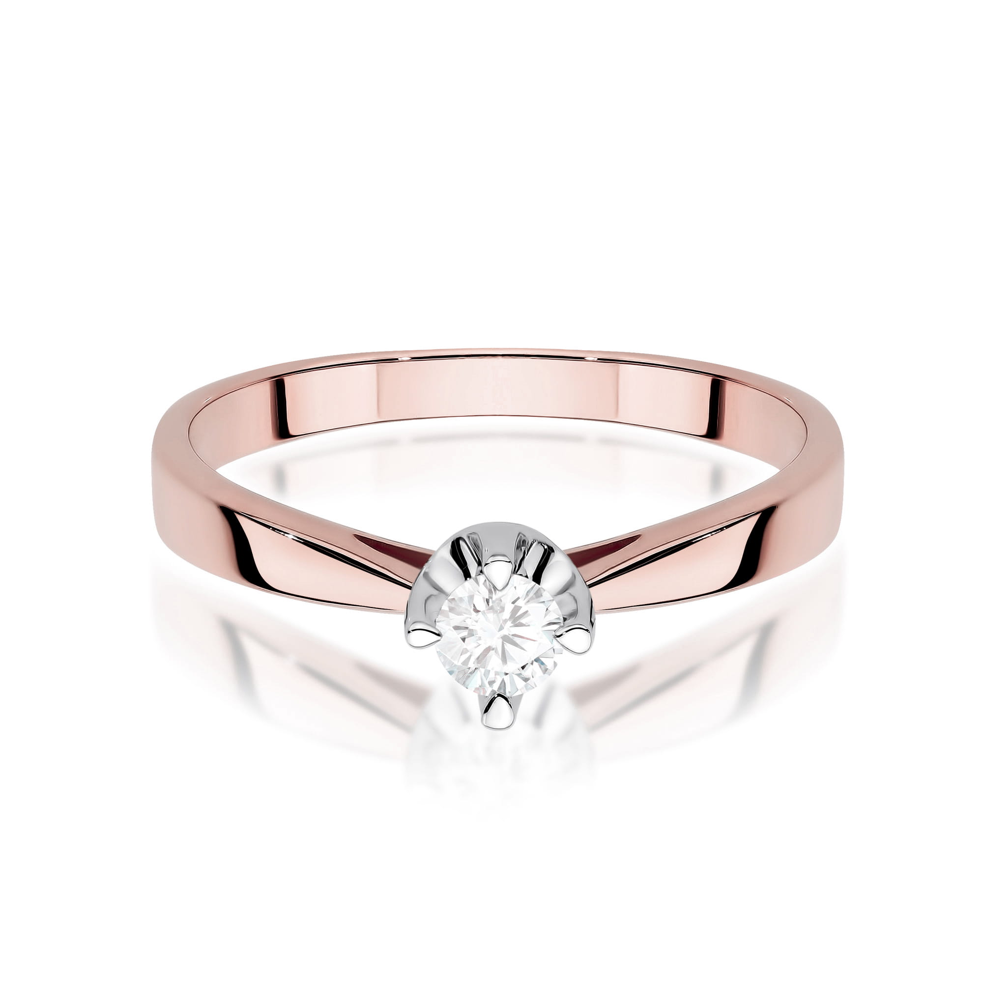 W0293.R3.LDW.01_2 Różowe złote pierścionek z diamentem w centralnej części, minimalistyczny design.