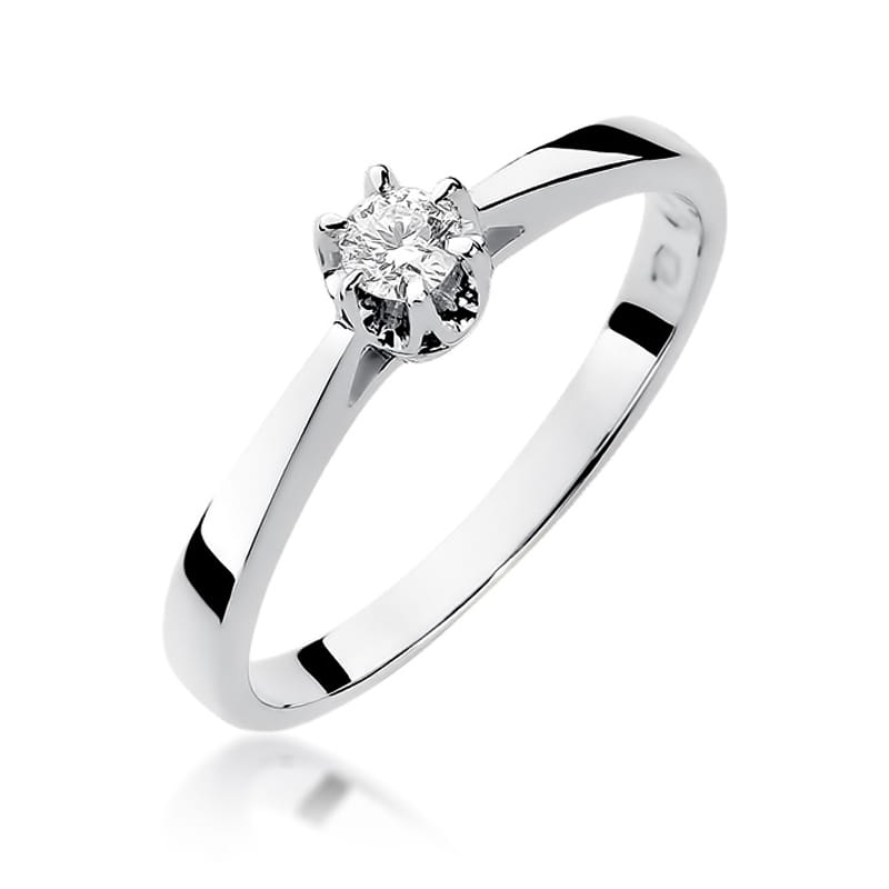 Pierścionek W0295 Diament 0,12ct białe złoto