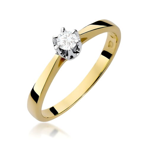 Pierścionek W0295 Diament Laboratoryjny 0,15ct żółte złoto