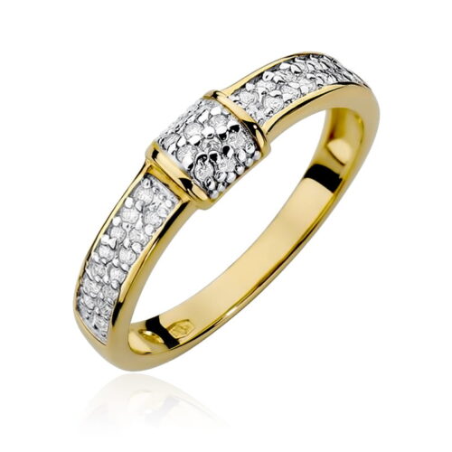 Pierścionek W0297 z diamentami żółte złoto