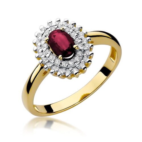 Pierścionek W0303 Rubin 0,60ct żółte złoto