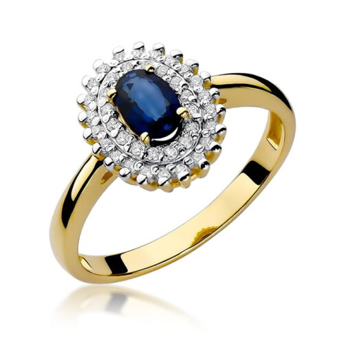 Pierścionek W0303 Szafir 0,70ct żółte złoto