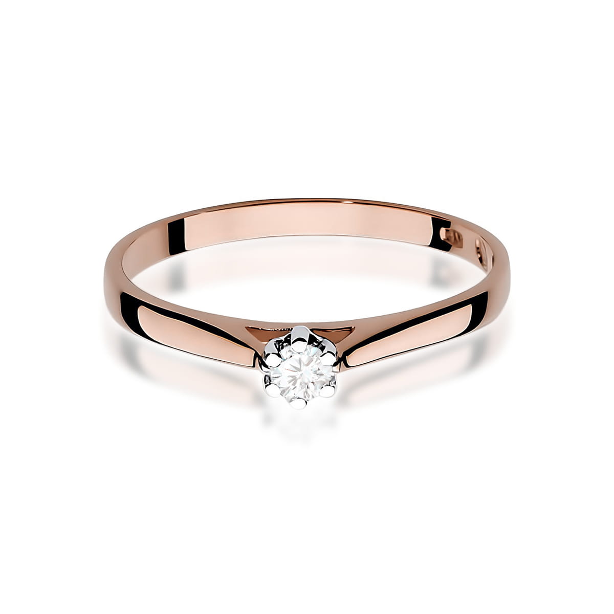 W0311.R3.LDW.01_2 Złoty pierścionek z diamentem na delikatnej obrączce.