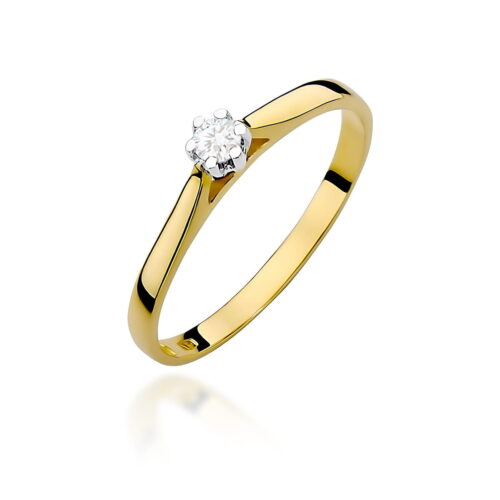 Pierścionek W0311 Diament 0,10ct żółte złoto