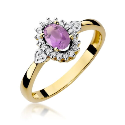 Pierścionek W0312 Ametyst 0,40ct żółte złoto
