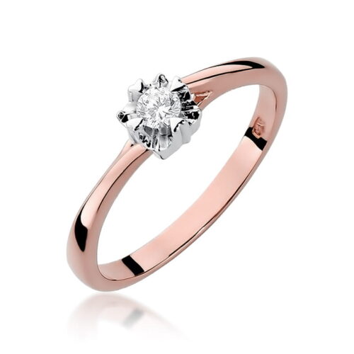 Pierścionek W0318 Diament 0,10ct różowe złoto