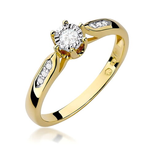 Pierścionek W0328 Diament 0,08ct żółte złoto