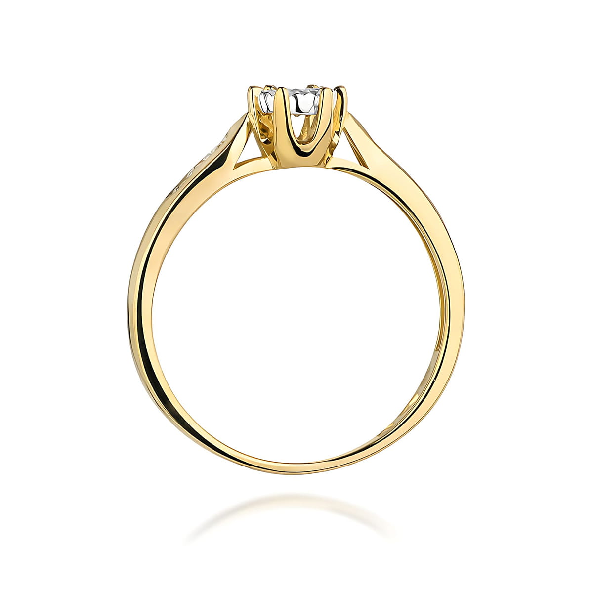 W0328.Z3.LDW.01_3 Złoty pierścionek z diamentem, o eleganckim, minimalistycznym designie.