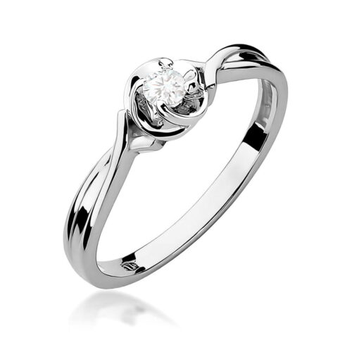 Pierścionek W0329 Diament Laboratoryjny 0,10ct białe złoto