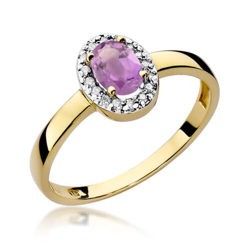 Pierścionek W0330 Ametyst 0,40ct żółte złoto