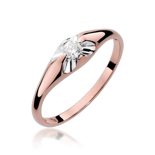 Pierścionek W0331 Diament 0,10ct różowe złoto