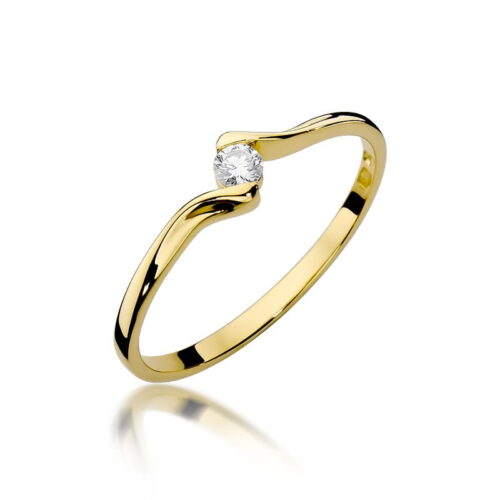 Pierścionek W0332 Diament 0,09ct żółte złoto