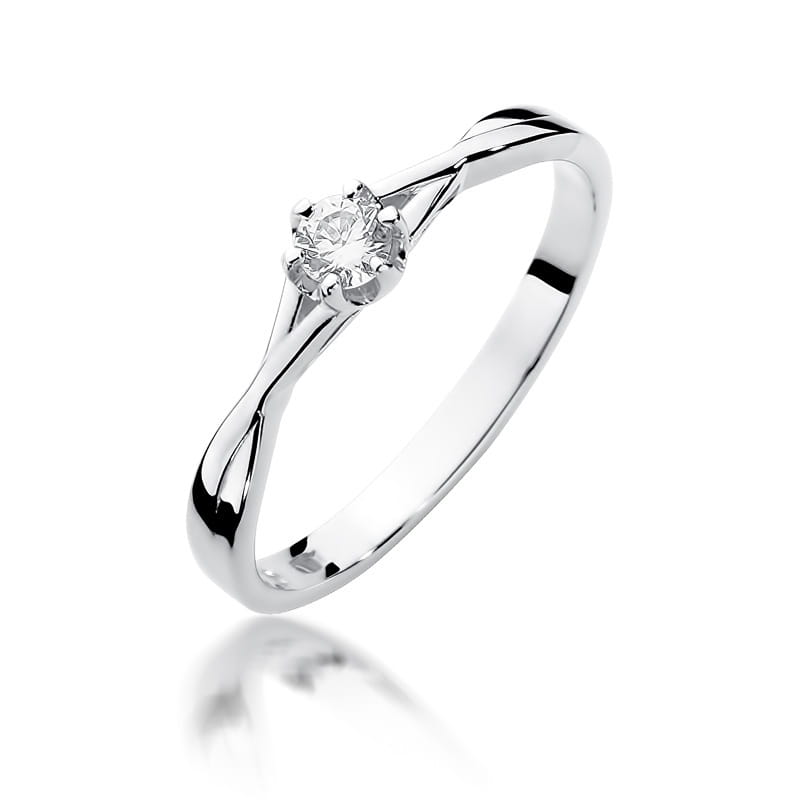 Pierścionek W0340 Diament 0,12ct białe złoto