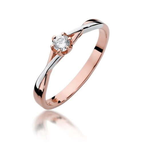 Pierścionek W0340 Diament 0,12ct różowe złoto