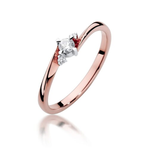 Pierścionek W0346 Diament 0,10ct różowe złoto