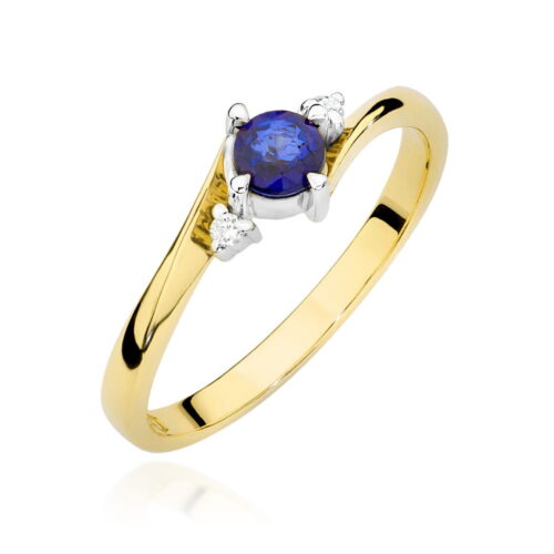 Pierścionek W0346B Szafir 0,30ct żółte złoto