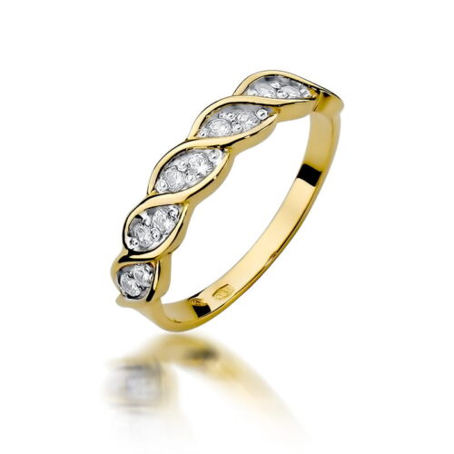 Pierścionek W0349 z diamentami żółte złoto