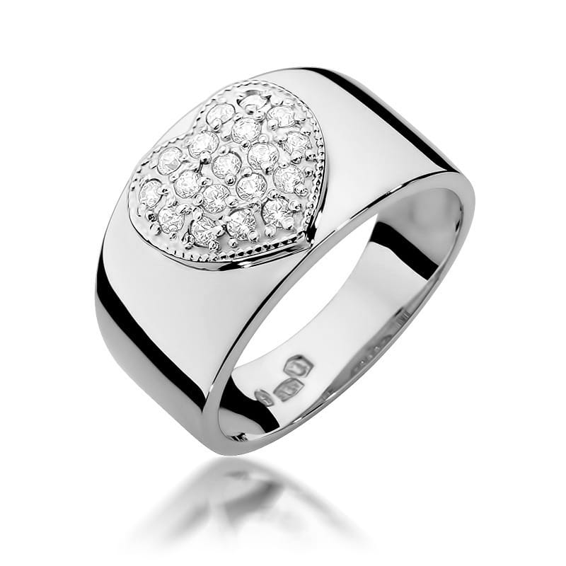 Pierścionek W0352 z diamentami białe złoto