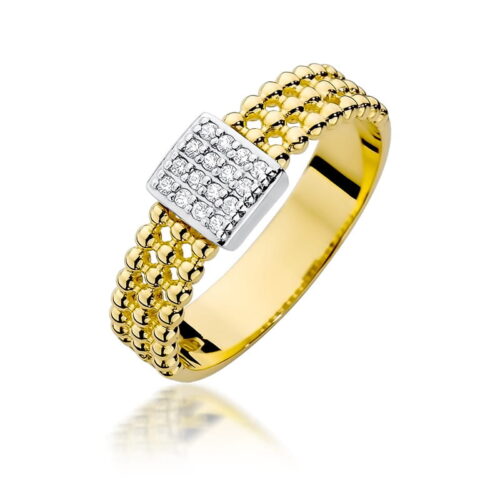 Pierścionek W0353 z diamentami żółte złoto