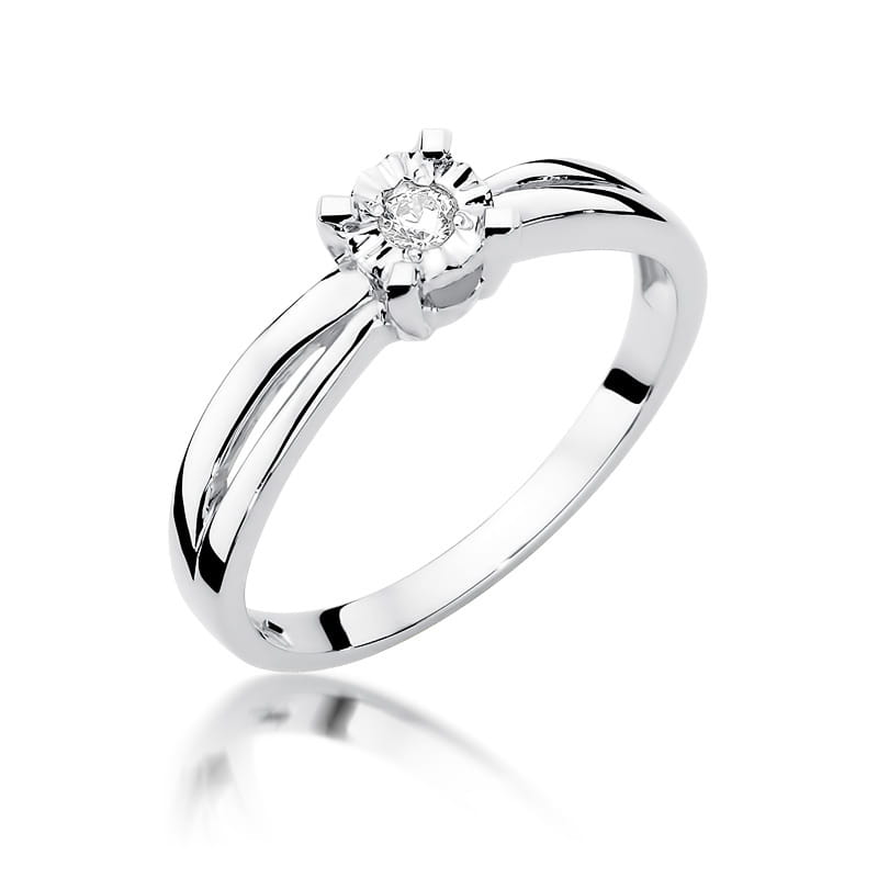 Pierścionek W0360 Diament 0,08ct białe złoto