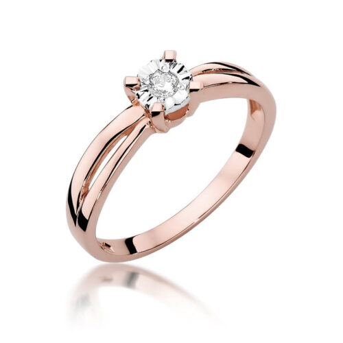 Pierścionek W0360 Diament 0,08ct różowe złoto