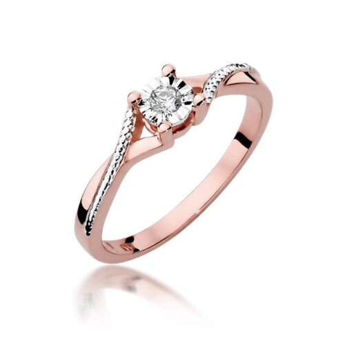 Pierścionek W0361 Diament 0,08ct różowe złoto