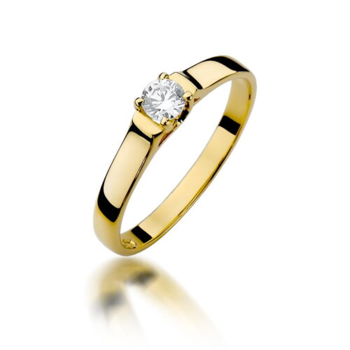Pierścionek W0381 Diament 0,18ct żółte złoto
