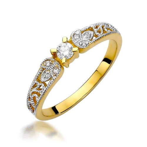 Pierścionek W0411 Diament 0,10ct żółte złoto