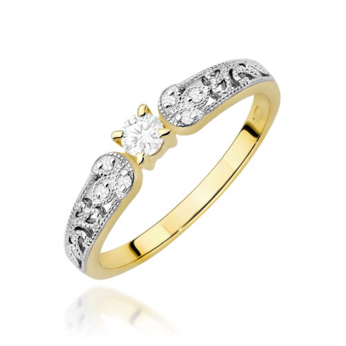 Pierścionek W0411 Diament Laboratoryjny 0,10ct żółte złoto