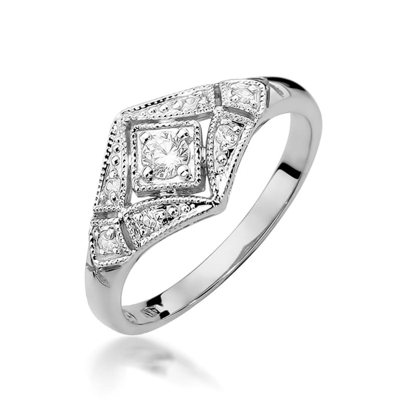 Pierścionek W0412 Diament 0,10ct białe złoto