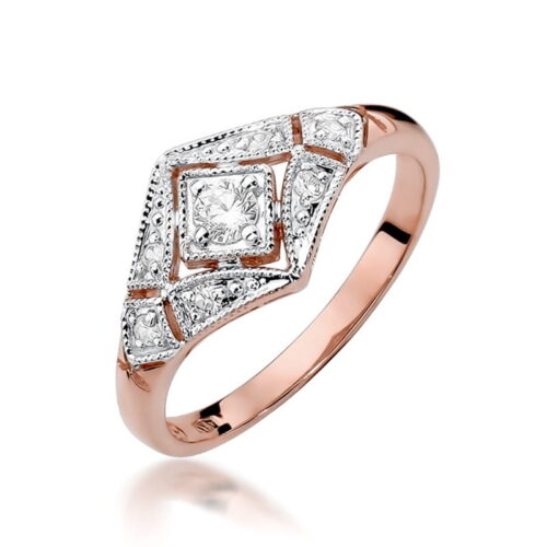 Pierścionek W0412 Diament 0,10ct różowe złoto