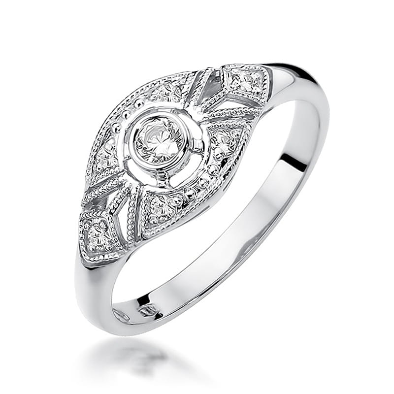 Pierścionek W0413 Diament 0,10ct białe złoto