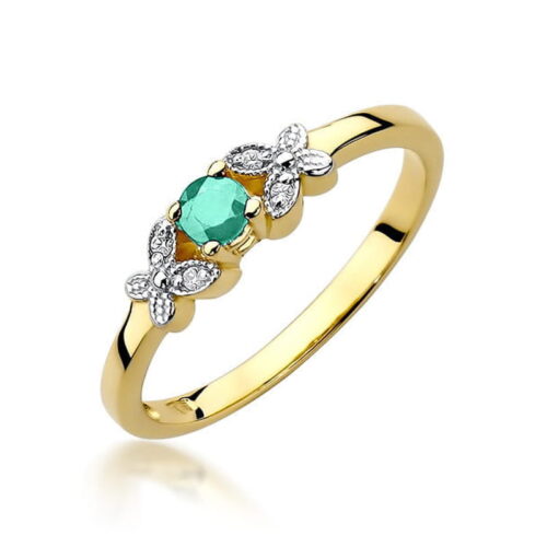 Pierścionek W0414 Szmaragd 0,15ct żółte złoto