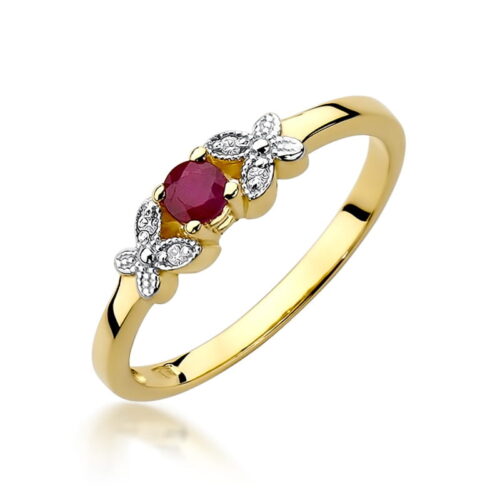 Pierścionek W0414 Rubin 0,15ct żółte złoto