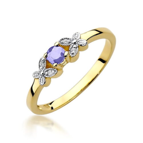 Pierścionek W0414 Tanzanit 0,15ct żółte złoto