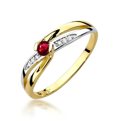 Pierścionek W0415 Rubin 0,15ct żółte złoto
