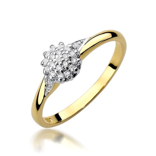 Pierścionek W0419 z diamentami żółte złoto