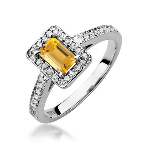 Pierścionek W0422 Cytryn 0,60ct białe złoto