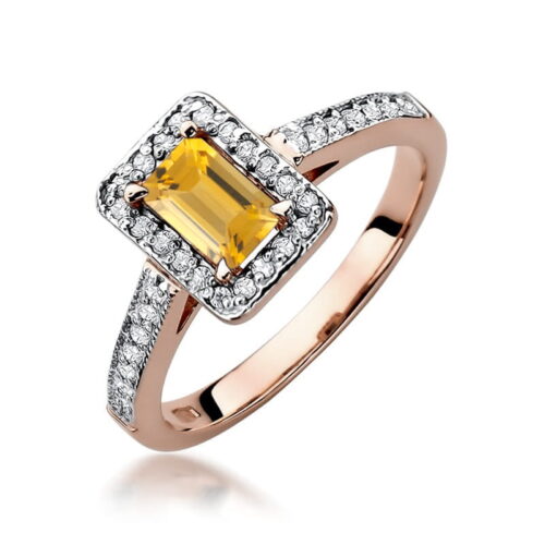Pierścionek W0422 Cytryn 0,60ct różowe złoto