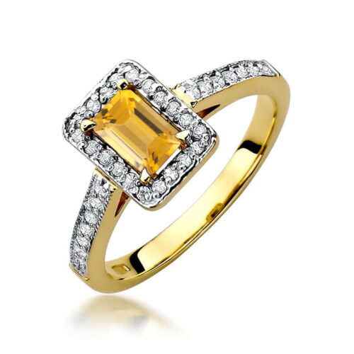 Pierścionek W0422 Cytryn 0,60ct żółte złoto