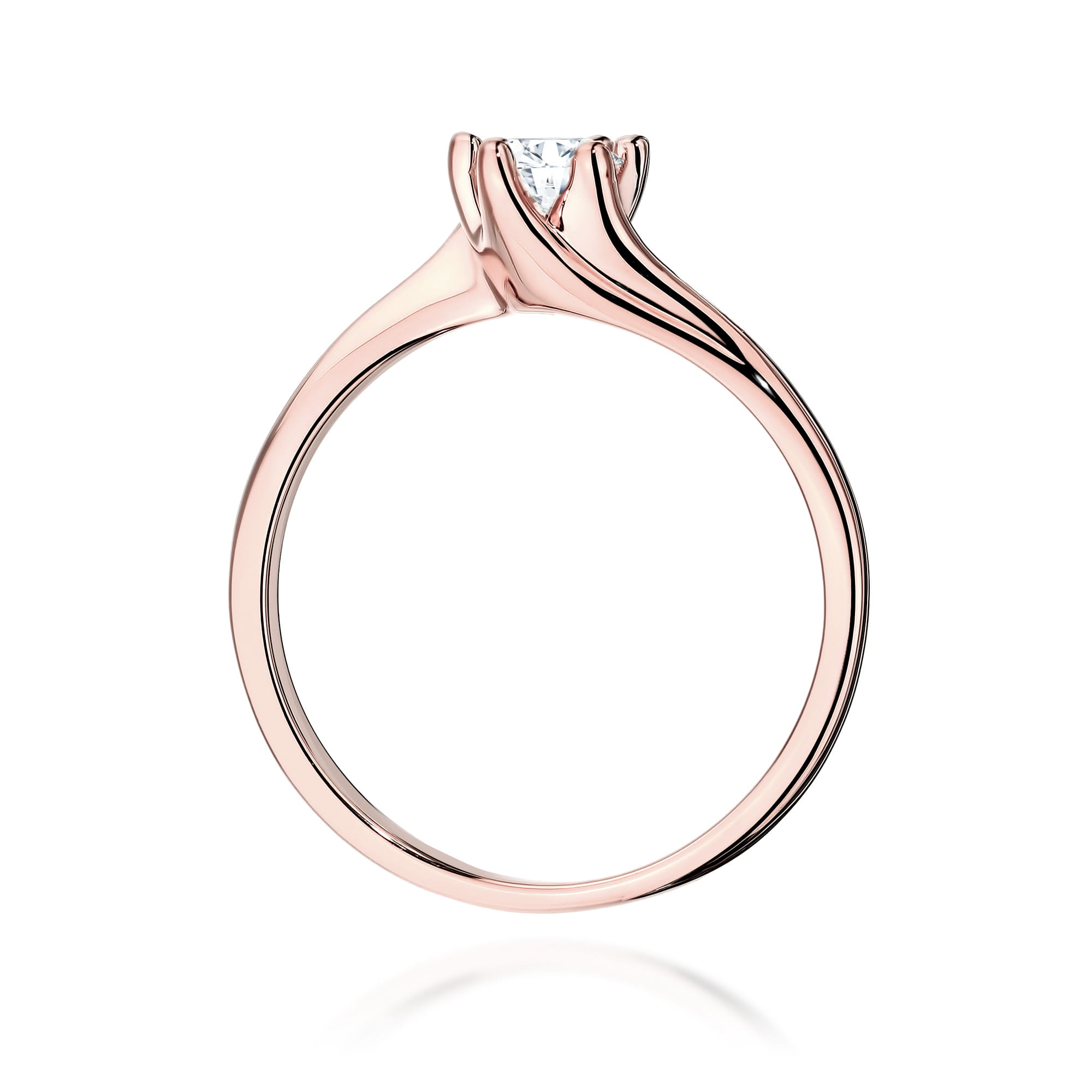 W0423.R3.LDW.01_3 Różowe złote pierścionek z diamentem, o eleganckim, minimalistycznym designie.