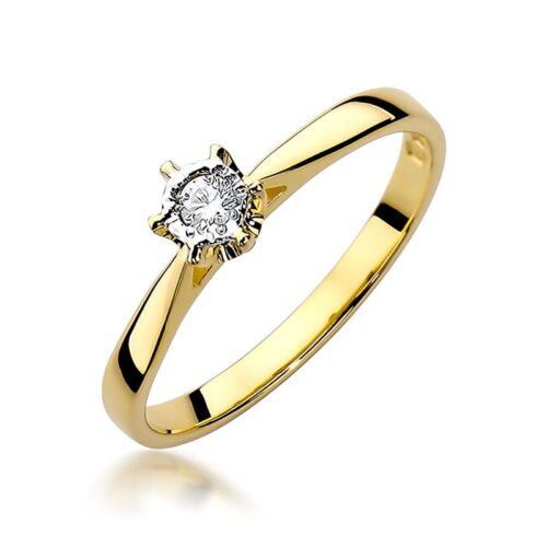 Pierścionek W0426 Diament 0,05ct żółte złoto