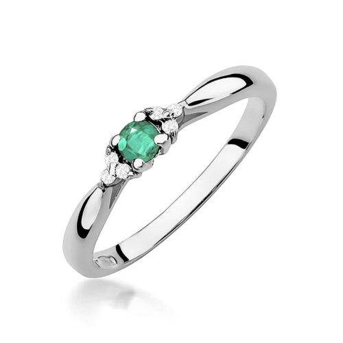Pierścionek W0428 Szmaragd 0,15ct białe złoto