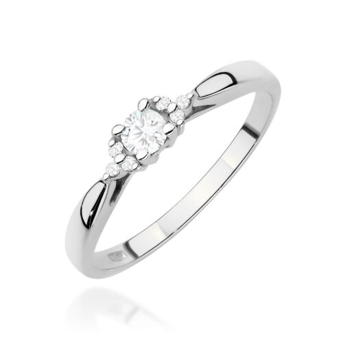 Pierścionek W0428 Diament Laboratoryjny 0,10ct białe złoto