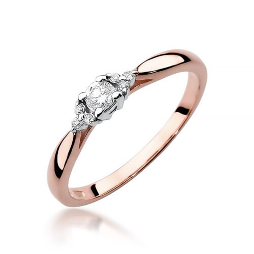 Pierścionek W0428 Diament 0,10ct różowe złoto