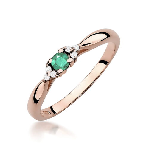 Pierścionek W0428 Szmaragd 0,15ct różowe złoto