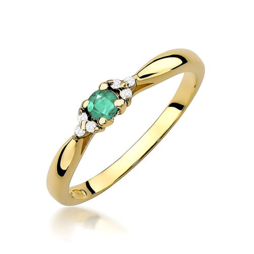 Pierścionek W0428 Szmaragd 0,15ct żółte złoto
