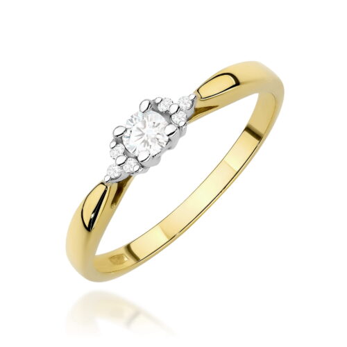 Pierścionek W0428 Diament Laboratoryjny 0,10ct żółte złoto