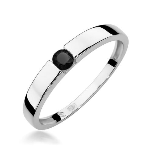 Pierścionek W0432 Czarny Diament 0,12ct białe złoto