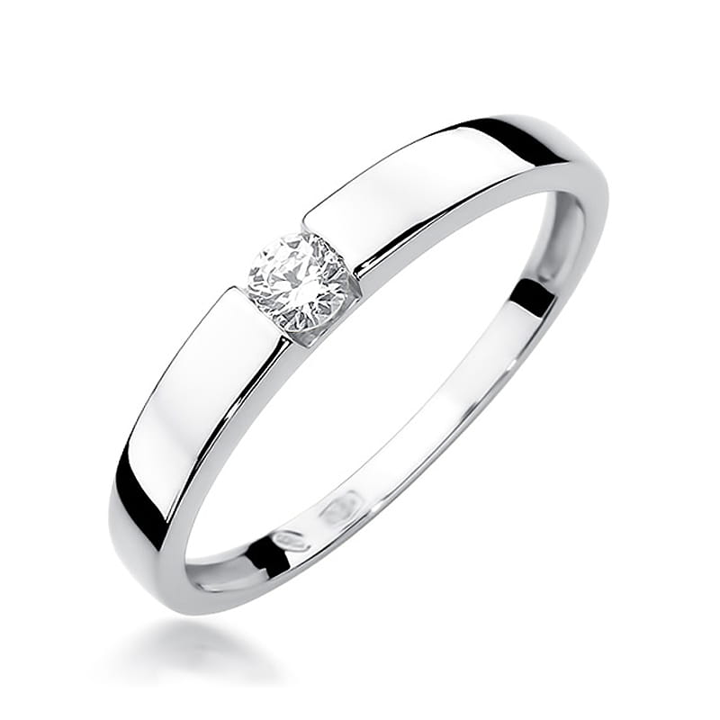 Pierścionek W0432 Diament 0,12ct białe złoto